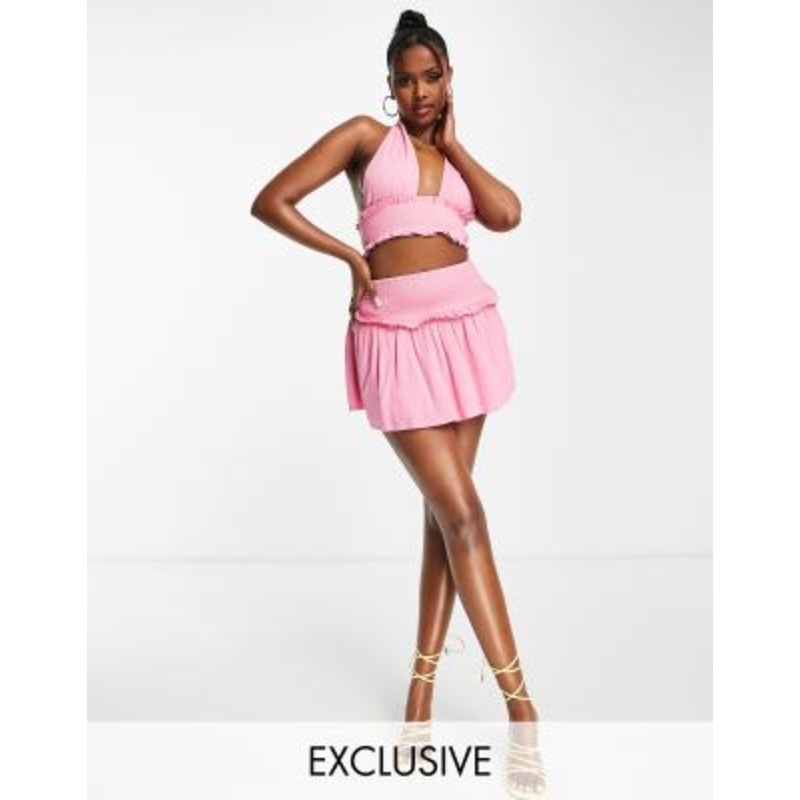 ASYOU shirred skirt in pink – part of a set