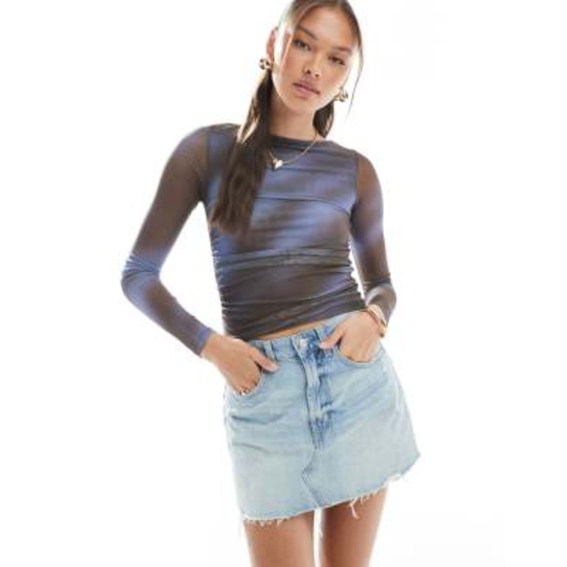 Cotton On original mini skirt in air blue worn denim