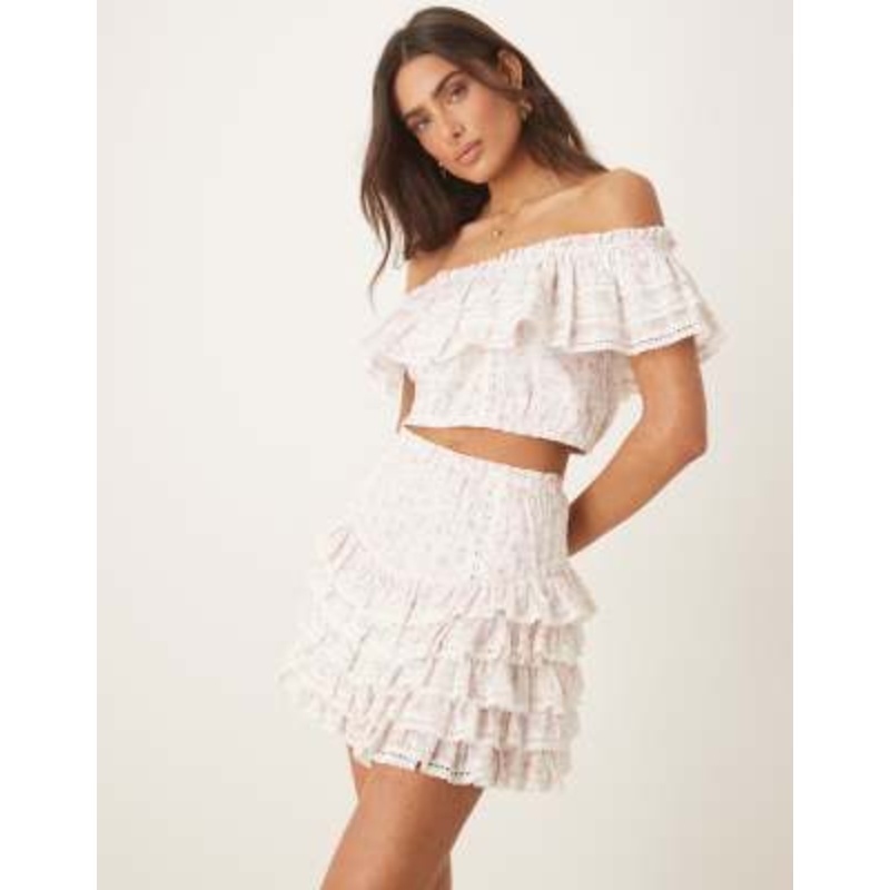 Amy Jane London Gaia ruffle mini skirt in pink ditsy – part of a set