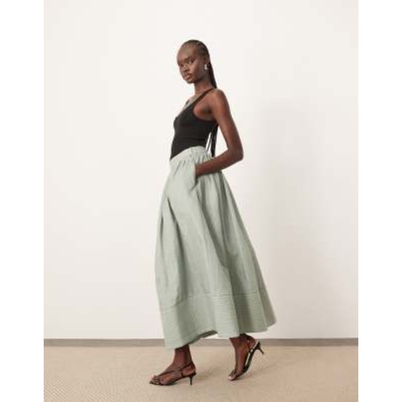 ARRANGE textured maxi skirt with pockets in sage
