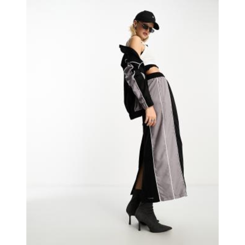 COLLUSION nylon maxi skirt in black