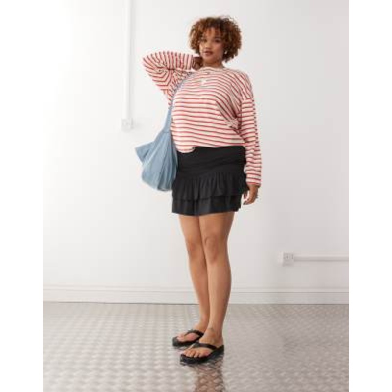 COLLUSION Plus mini skirt with ruffle detail in black