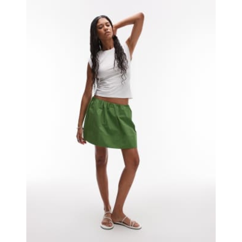 Topshop mini poplin skirt in green