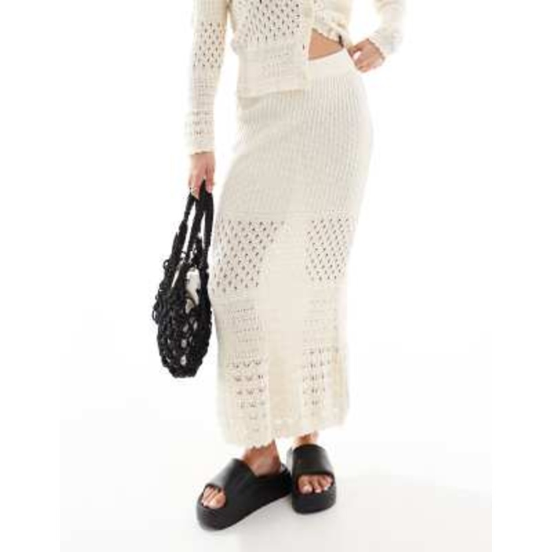 Vero Moda Petite crochet maxi skirt in cream – part of a set