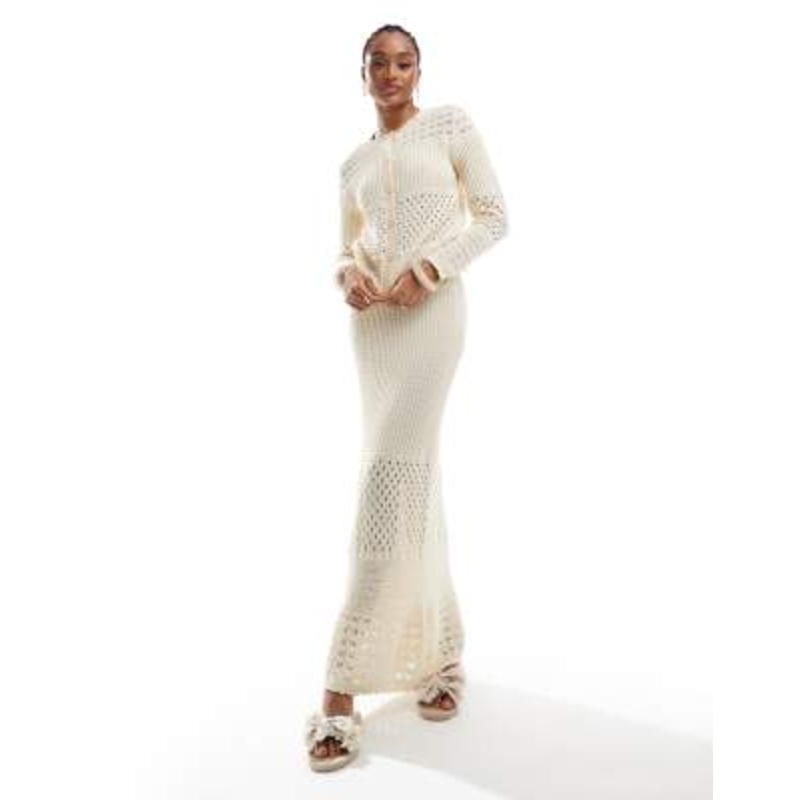 Vero Moda Tall crochet maxi skirt in cream – part of a set
