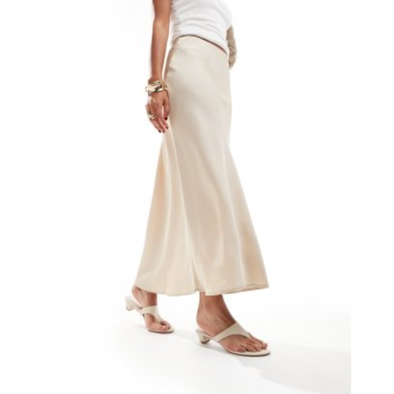 Vila satin maxi skirt in sand