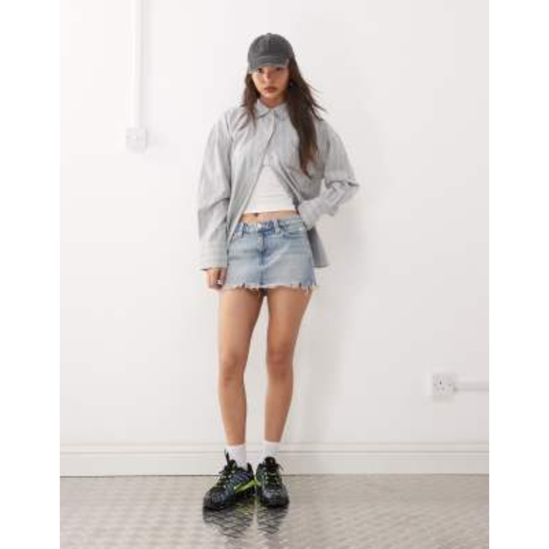 Weekday denim mini skirt in light blue wash