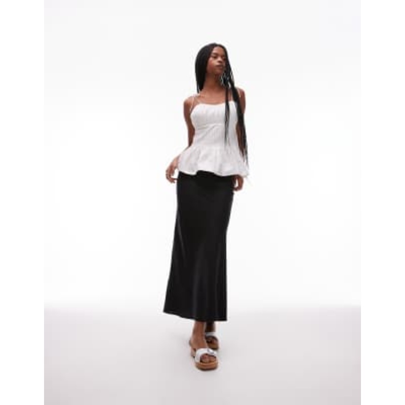 ARKET linen rich midaxi skirt in black