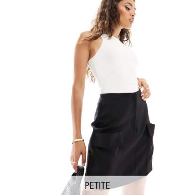 Closet London Petite A-line mini skirt with pockets in black