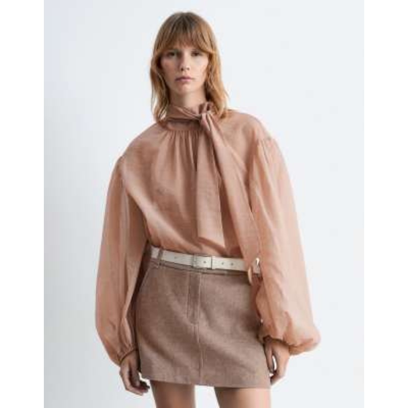 & Other Stories wool mini skirt in brown herringbone plaid