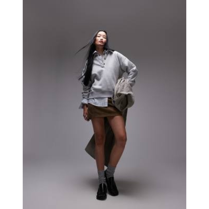 Topshop real suede mini skirt in brown