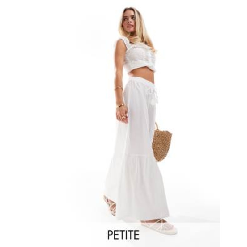 Vero Moda Petite boho maxi skirt in white