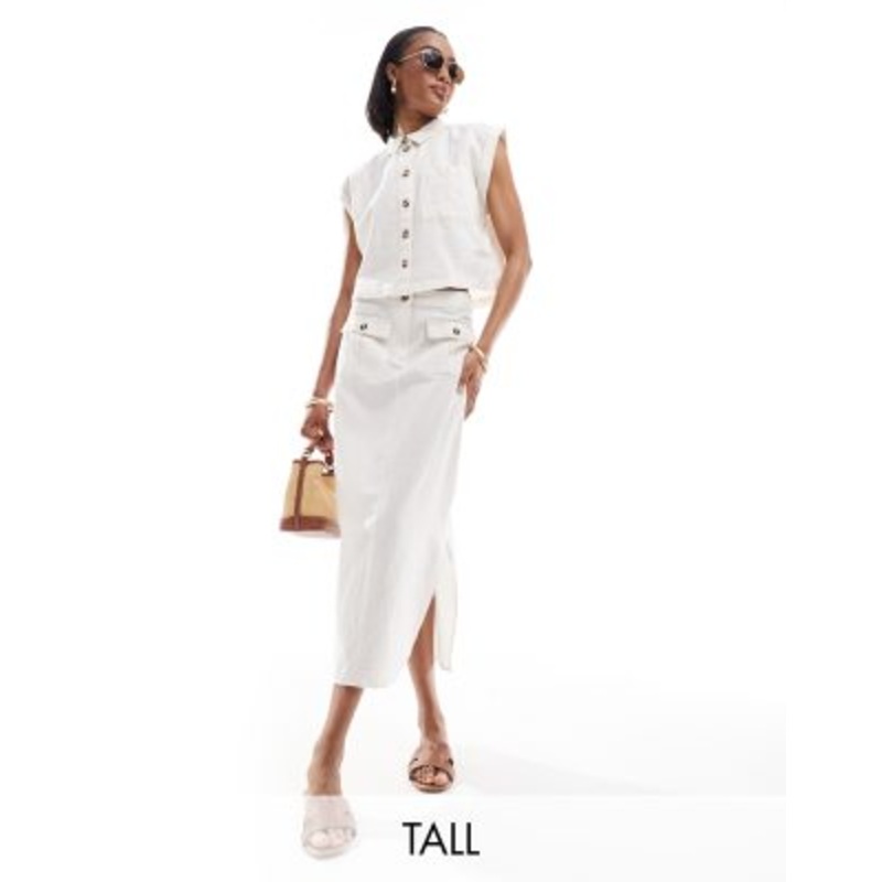 Vero Moda Tall linen midi skirt in off white – part of a set