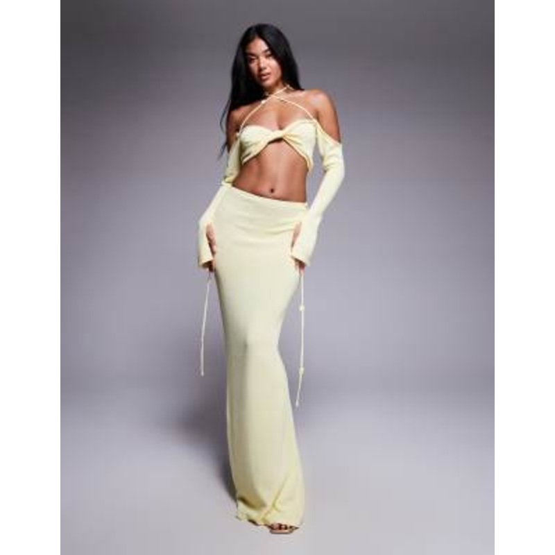 Wanderdoll Ophelia knit maxi skirt in lemon – part of a set