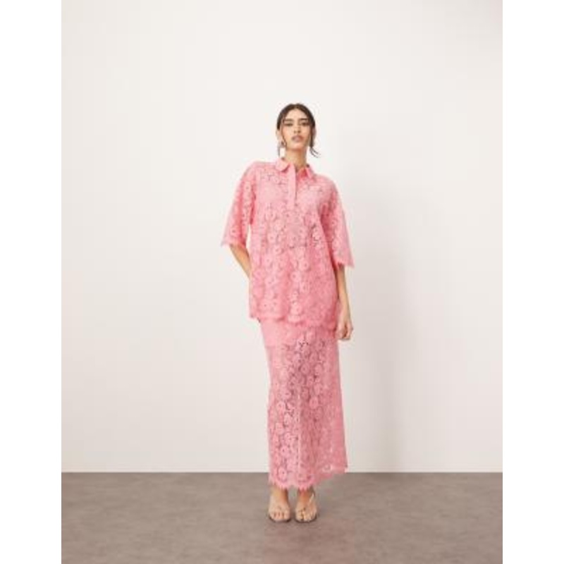 ARRANGE lace pencil skirt in pink – part of a set