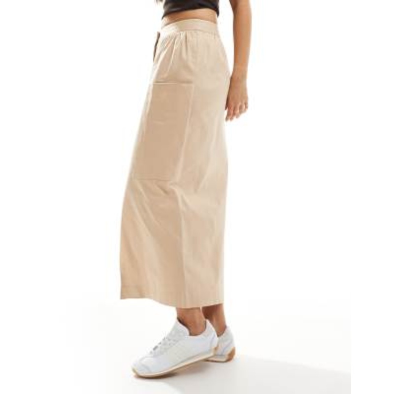 Closet London cargo midi pencil skirt in neutral