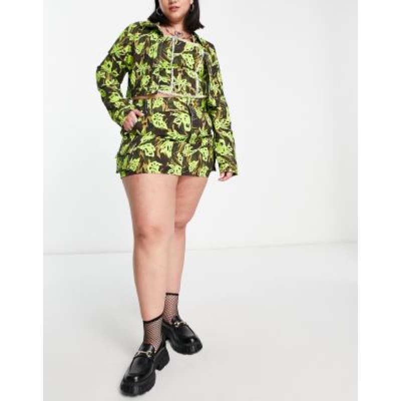COLLUSION Plus twill mini skirt in camo print – part of a set