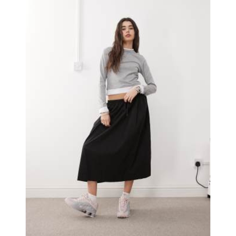 COLLUSION tie low rise maxi skirt in black