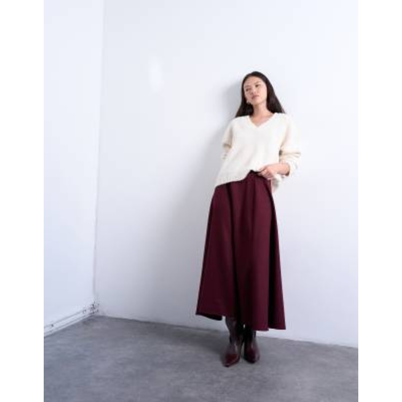 Topshop tailored full circle a line maxi skirt in port royal