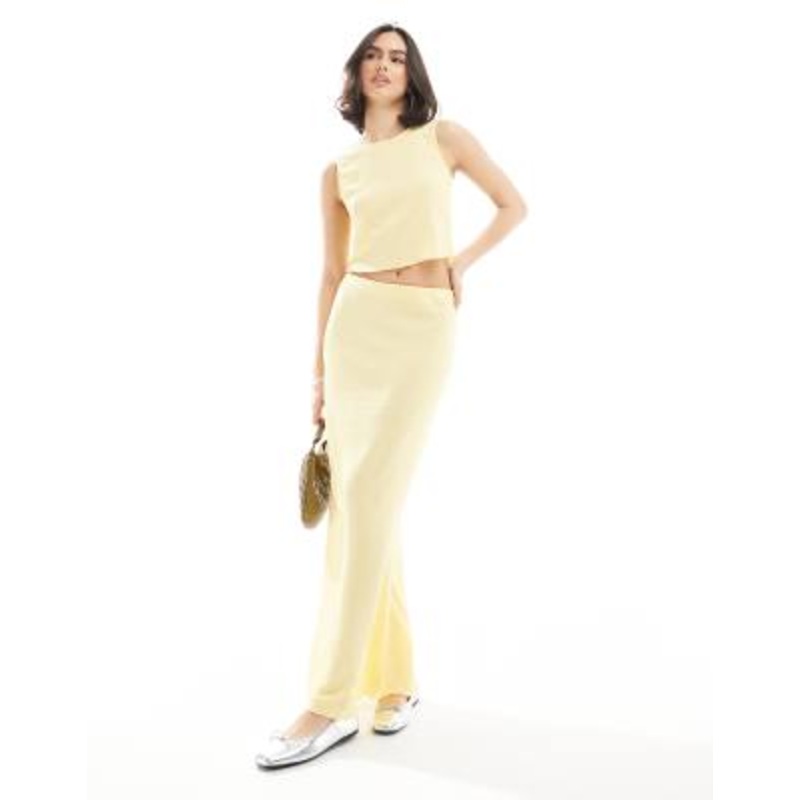 Vero Moda textured maxi skirt in pale banana – part of a set
