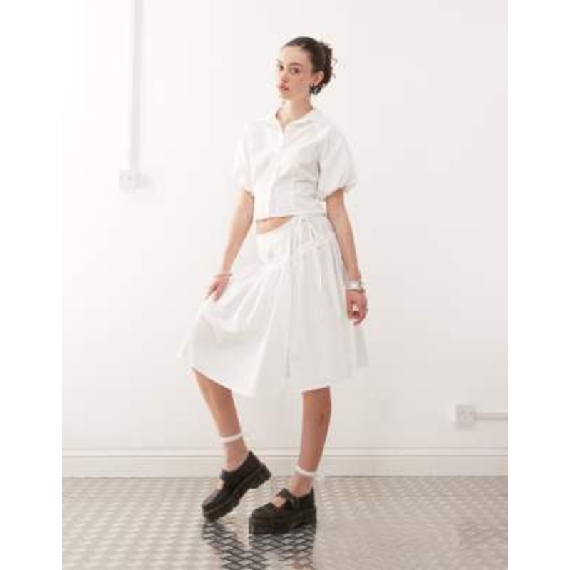 COLLUSION drop waist poplin skirt in white – part of a set