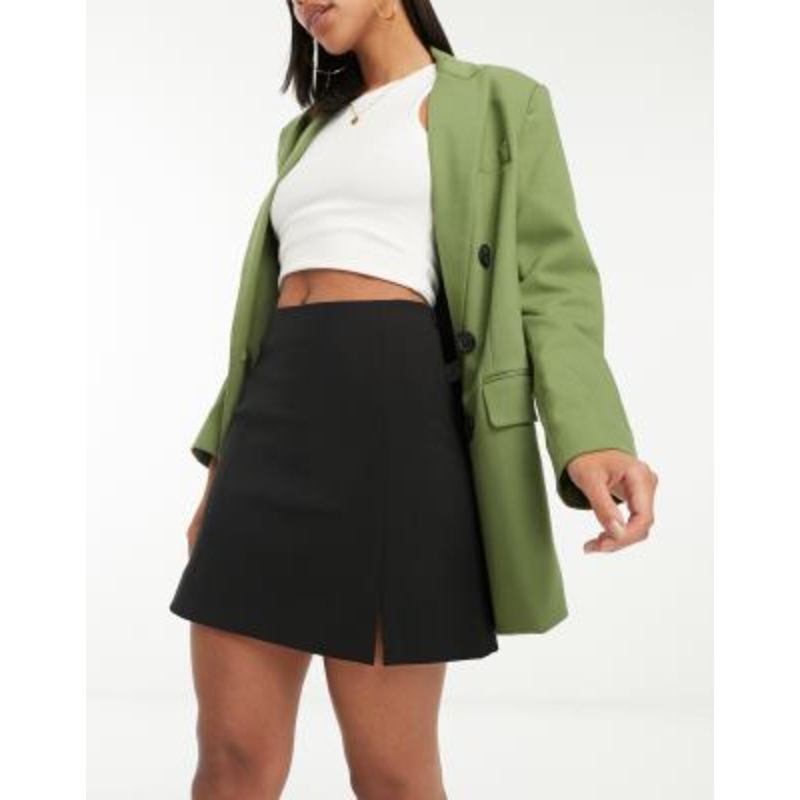 & Other Stories mini skirt with small split in black
