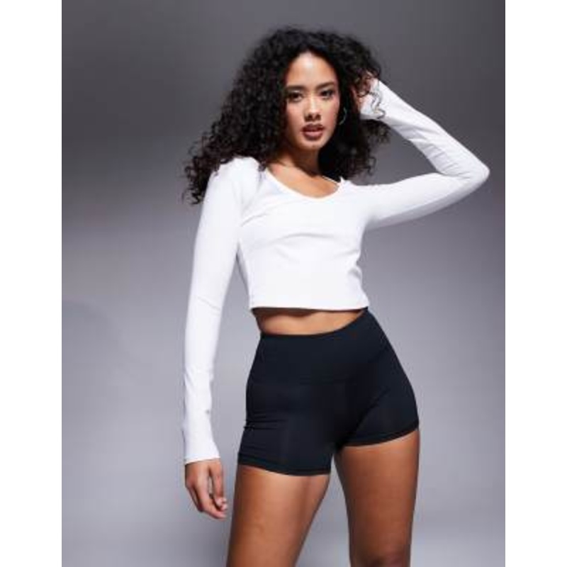 4505 Hourglass Icon soft touch high waist 3 inch booty shorts in black