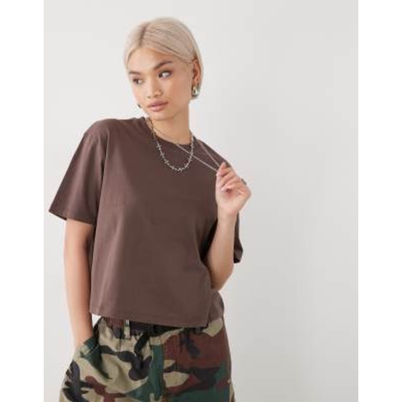 COLLUSION boxy short sleeve T-shirt in brown