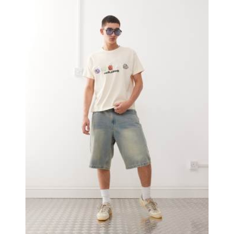 COLLUSION oversized short sleeve antifit printed T-shirt in white