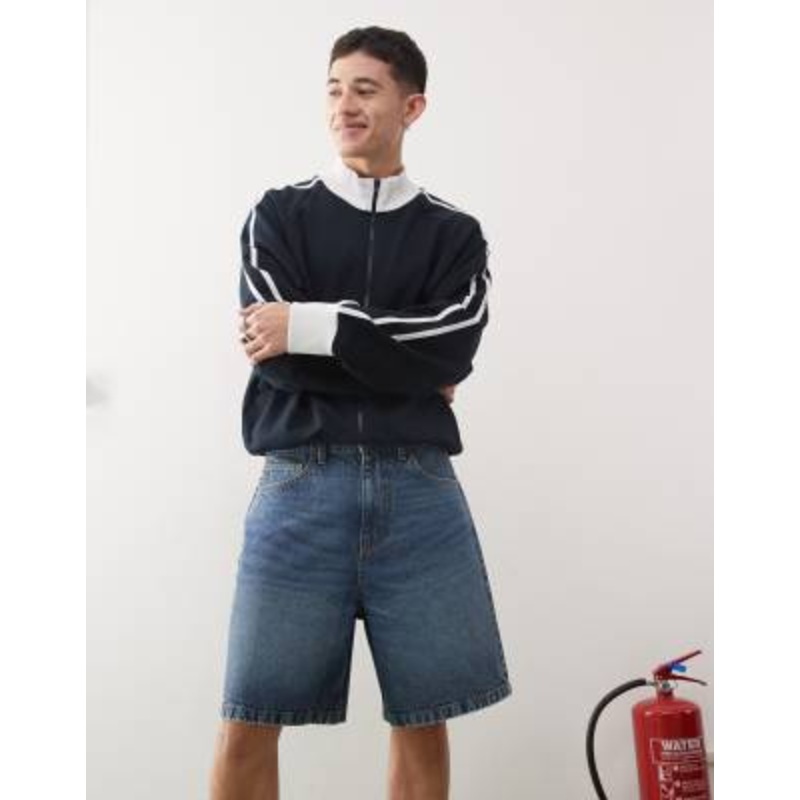 COLLUSION X004 mid rise shorts in midwash