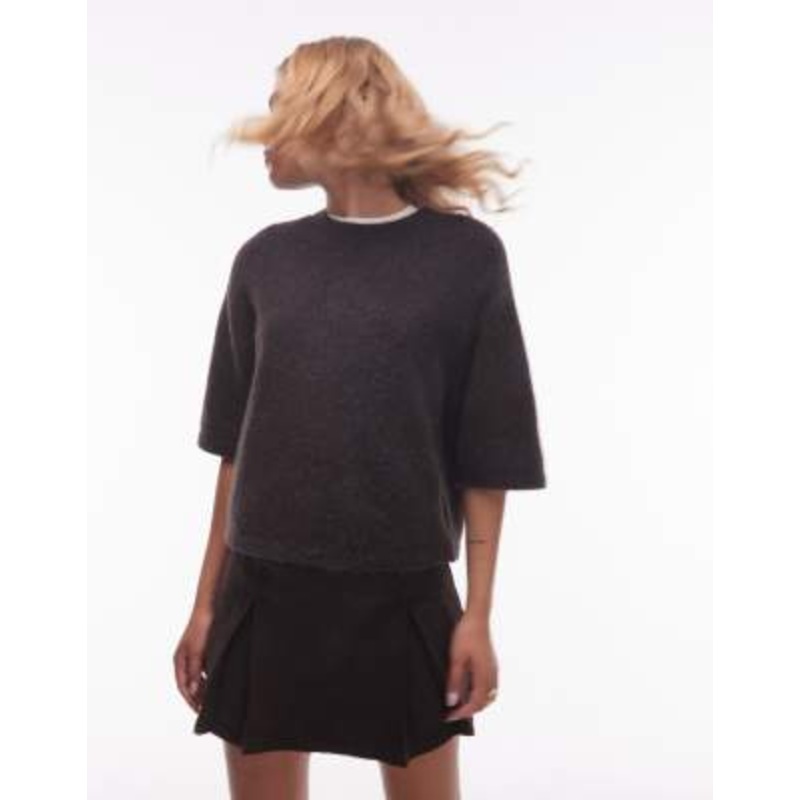 & Other Stories alpaca short sleeve knit sweater in brown