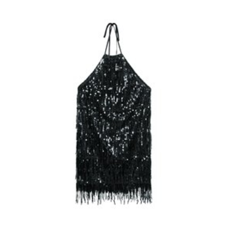 Stradivarius SHORT SEQUINNED HALTER – Cocktailkleid/festliches Kleid – black/schwarz