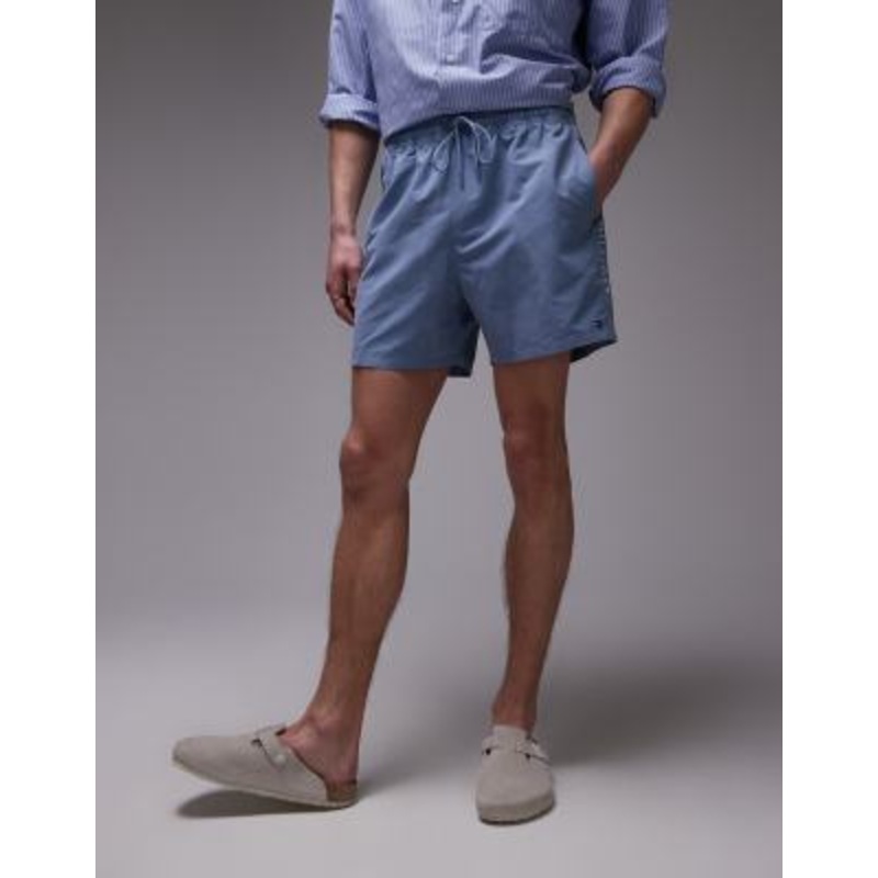 Tommy Hilfiger drawstring flag taping swim shorts in blue