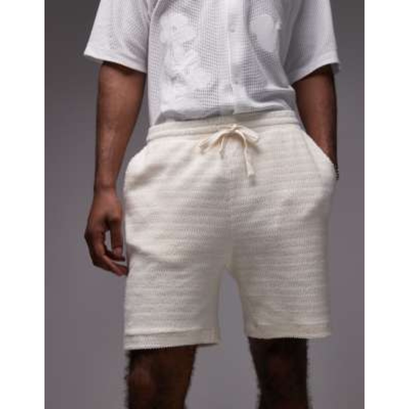 Topman textured shorts in ecru