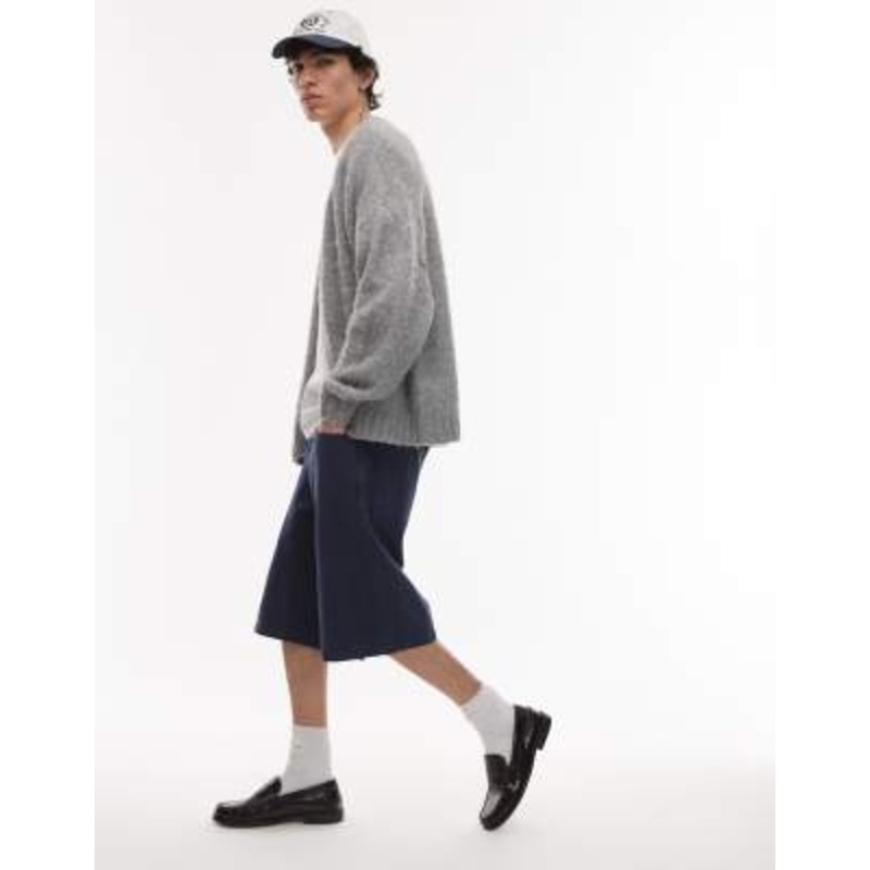 Topman washed twill shorts in navy