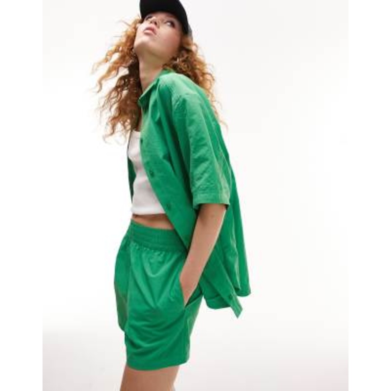 Topshop nylon pull on boxer shorts in green – part of a set