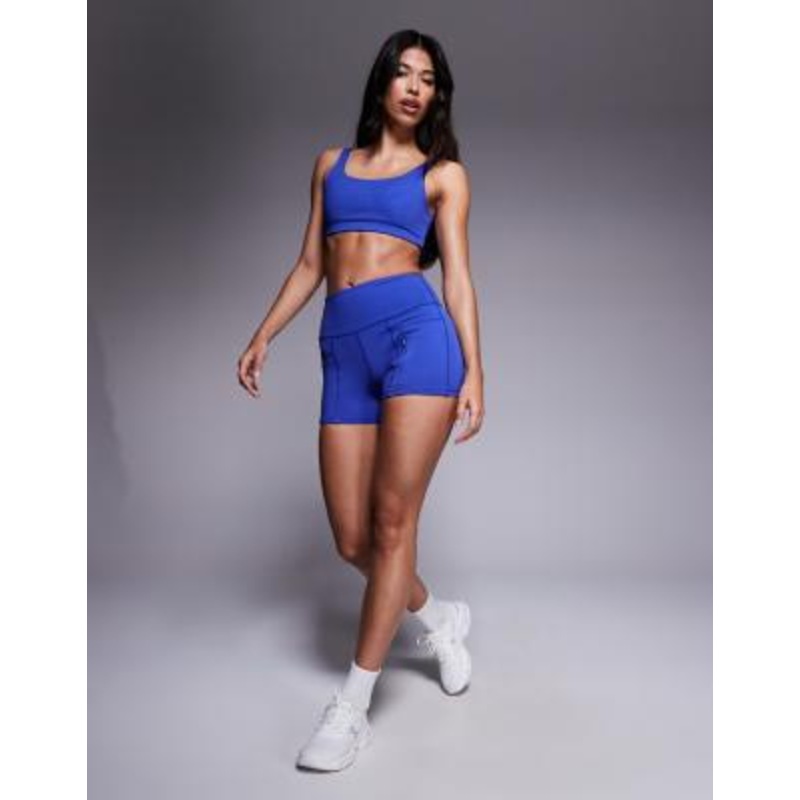 4505 3 inch high waist running shorts with zip phone pocket in cobalt blue