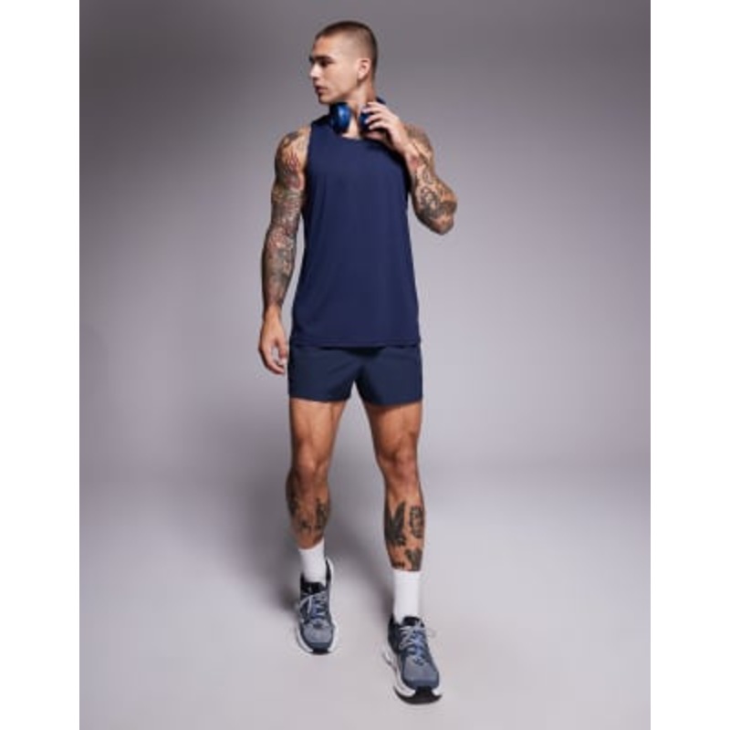 4505 Icon 3 inch quick dry running shorts with back phone pocket in deep navy