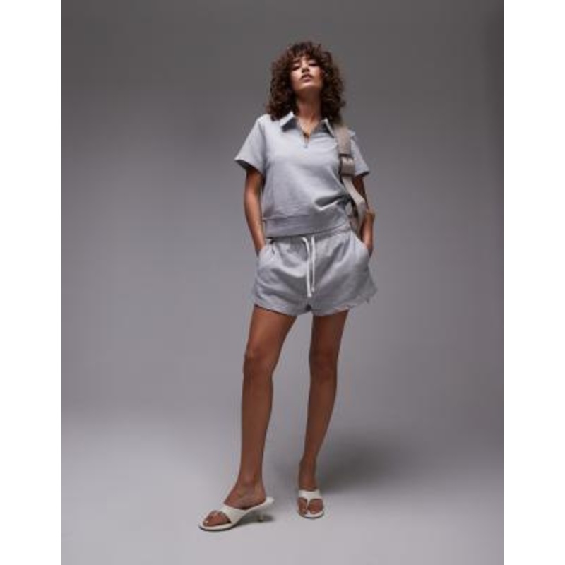 ARKET pure cotton polo shirt and shorts set in gray