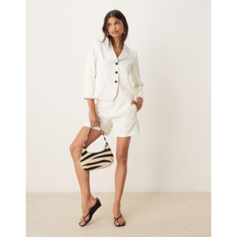 AWARE tailored blazer and shorts set in white