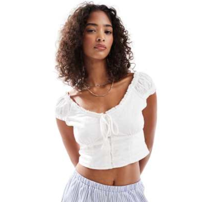 Cotton On Kara short sleeve top in white