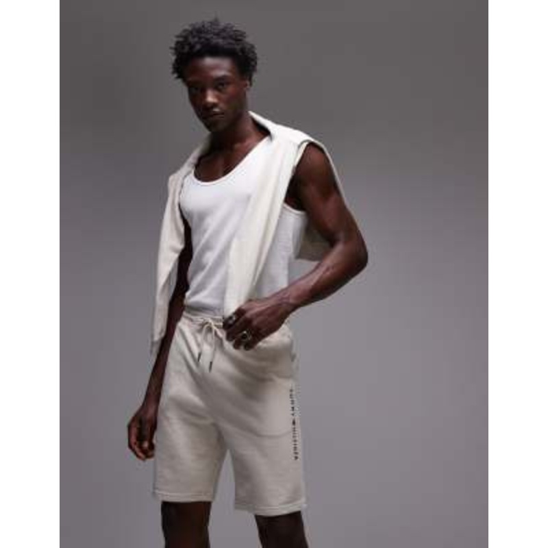 Tommy Hilfiger logo jersey shorts in off white