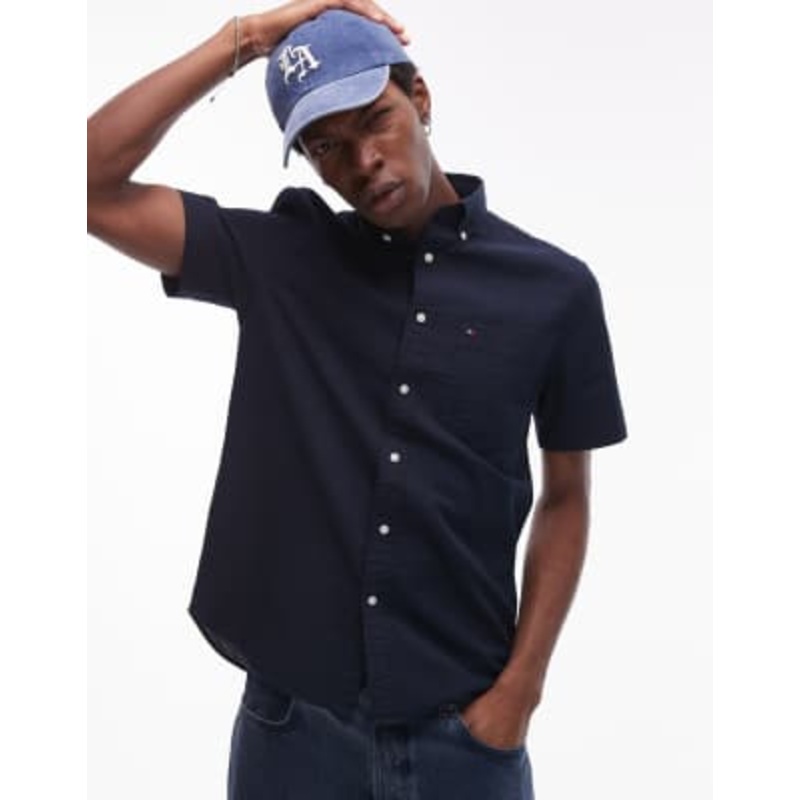 Tommy Hilfiger seersucker short sleeve shirt in navy
