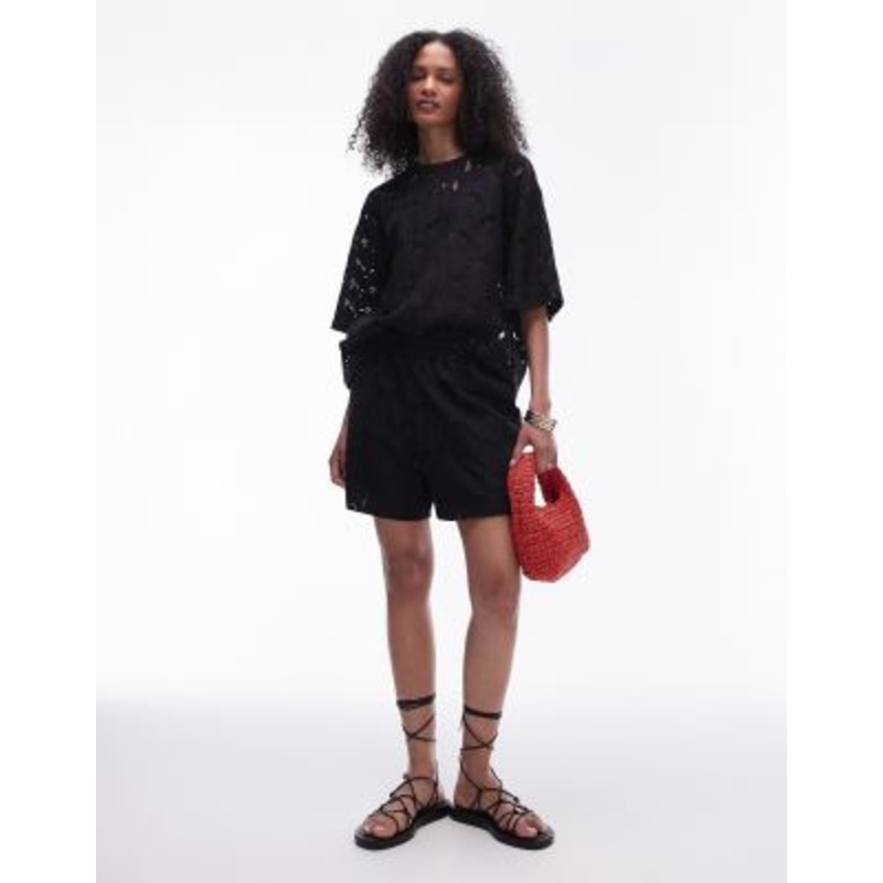 Topshop lace short in black – part of a set