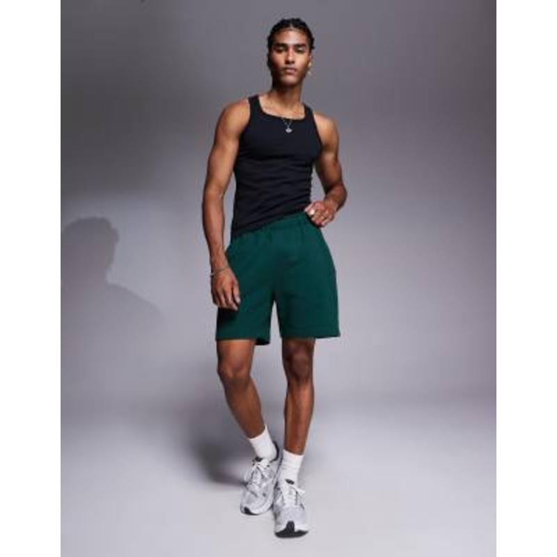 4505 Icon heavyweight cotton sweatshirt fabric shorts with quick dry finish in pine green