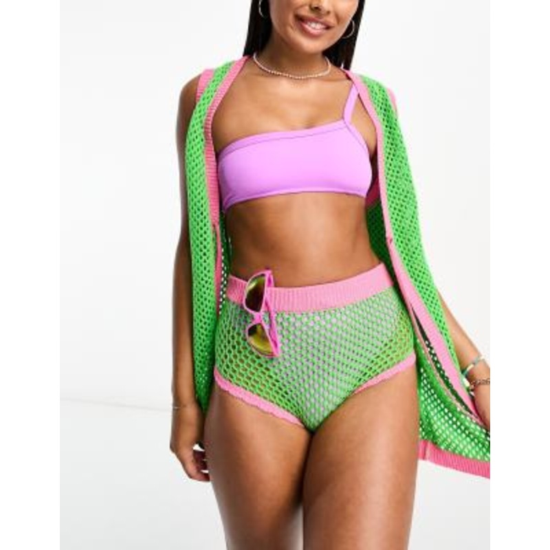 COLLUSION crochet beach short in green – part of a set