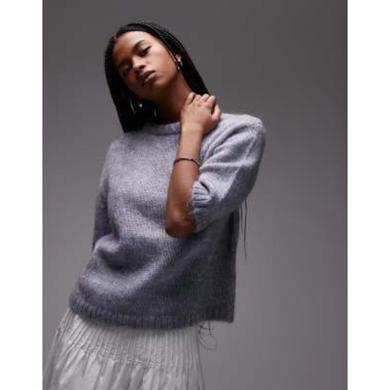 & Other Stories short sleeve knitted sweater in gray