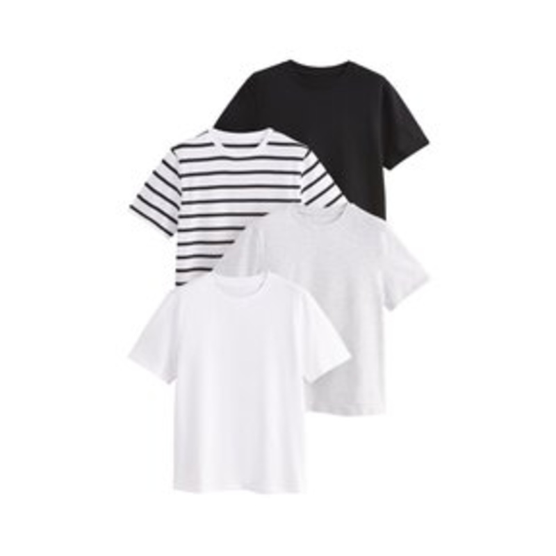 THE SET 4 PACK SHORT SLEEVE  – REGULAR FIT – T-Shirt basic – black grey white stripe/schwarz