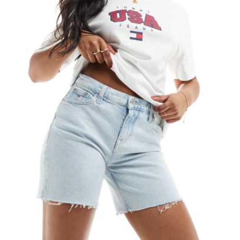 Tommy Jeans Maddie mid rise denim shorts in light wash