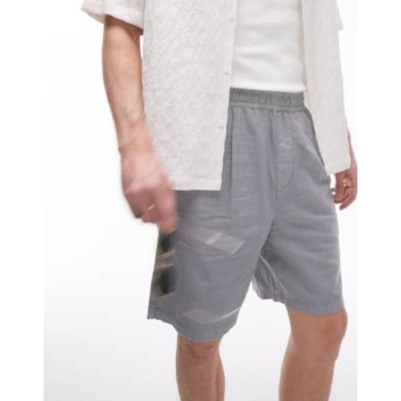 Topman linen blend shorts in gray